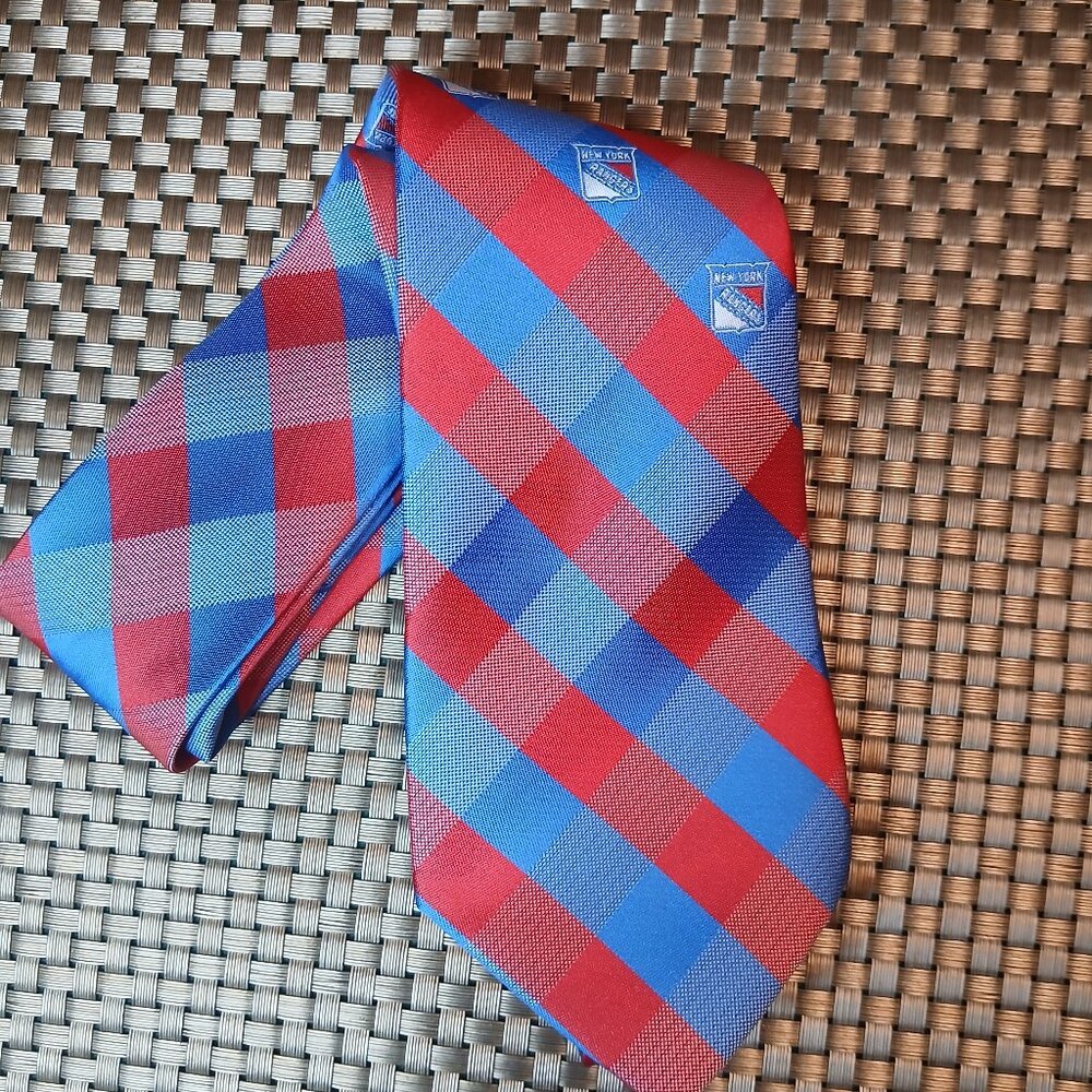 New York Rangers NHL Blue/Pink Checkered Tie (0745)